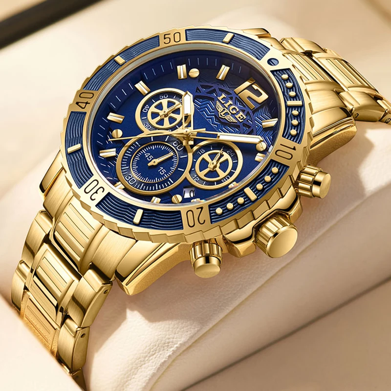 LIGE 8990 Quartz Wrist Watch Calendar Luminous Clock Wristwatch  (Blue)